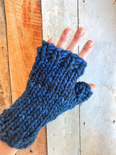 Load image into Gallery viewer, T Rex Mitt in dark blue shown on a hand.
